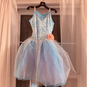 Charming Blue and White Kids Dance Costume